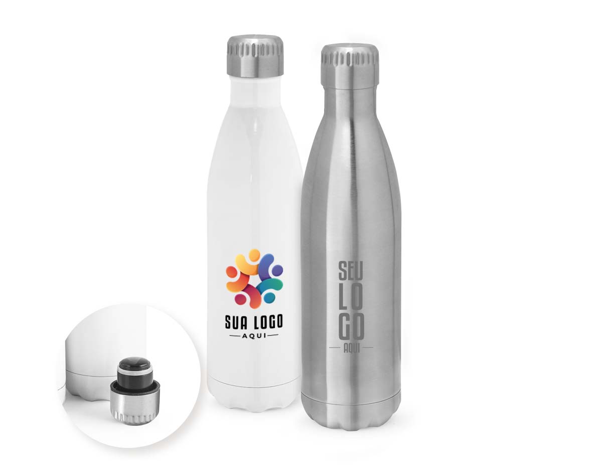 Garrafa para sublimação com capacidade de até 800 ml, fabricada em aço inox com parede dupla e isolamento a vácuo. A tampa possui sistema de vedação a vácuo, garantindo melhor conservação da temperatura por mais tempo. Ideal para bebidas quentes ou frias.