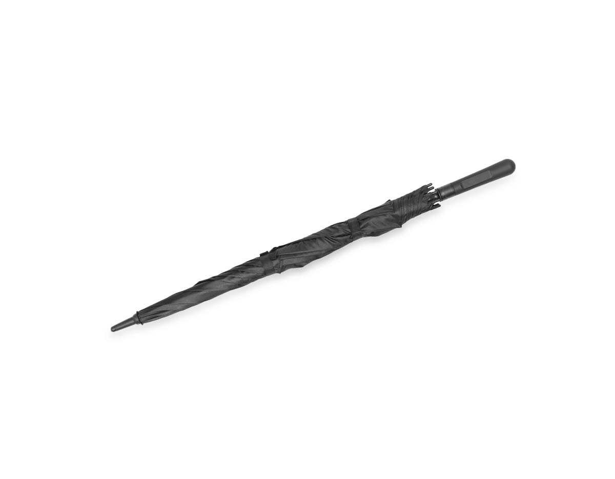 Guarda-chuva 27.5" em poliéster reciclado rPET 190T, com pega em ABS 35% reciclado. Estrutura em fibra de vidro, com abertura automática e sistema à prova de vento. Brinde corporativo sofisticado e sustentável, ideal para destacar sua marca com responsabilidade.