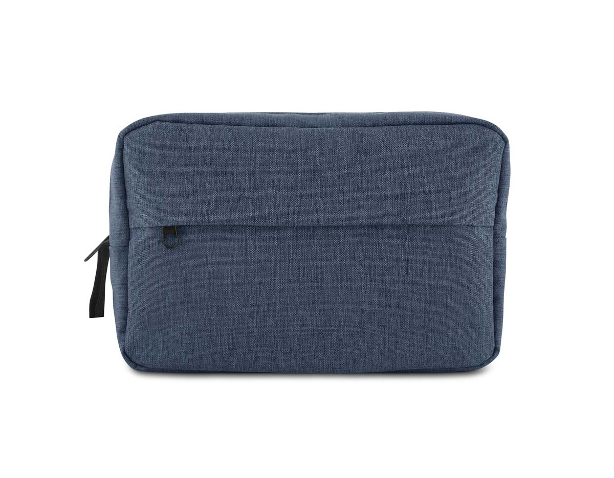 Nécessaire em poliéster 300D resistente, ideal para organização de itens pessoais. Conta com compartimento frontal com zíper para fácil acesso e alça de mão para transporte prático. Funcional e versátil, é uma excelente opção de brinde corporativo, unindo utilidade e estilo.