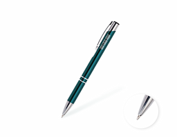 Caneta metálica com design elegante e acabamento sofisticado, ideal para uso profissional e promocional. Possui carga esferográfica azul de 1.0 mm, garantindo escrita macia e contínua, além de acionamento por clique que oferece praticidade no manuseio. Um brinde corporativo durável, funcional e de alto valor percebido, perfeito para ações promocionais e fortalecimento da marca.