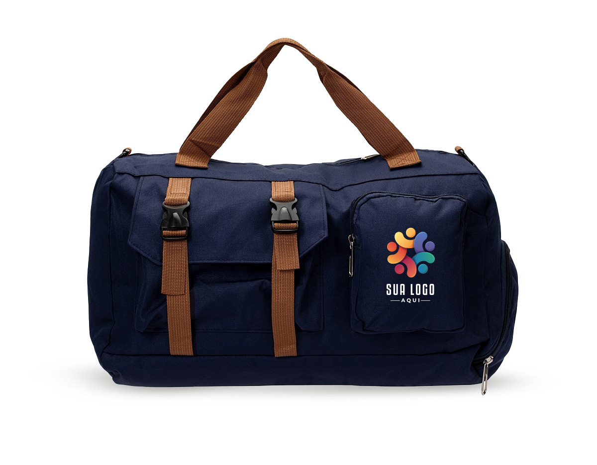 Bolsa confeccionada em Oxford impermeável, fechamento em zíper e capacidade para até 23L. Possui compartimento interno com dois bolsos em tamanhos diferentes. Conta ainda com um par de bolsos frontais, sendo um com fechamento em zíper e outro aberto com fivelas compressoras, além de faixa posterior para acoplar em puxadores de malas. Acompanha alça transversal ajustável.