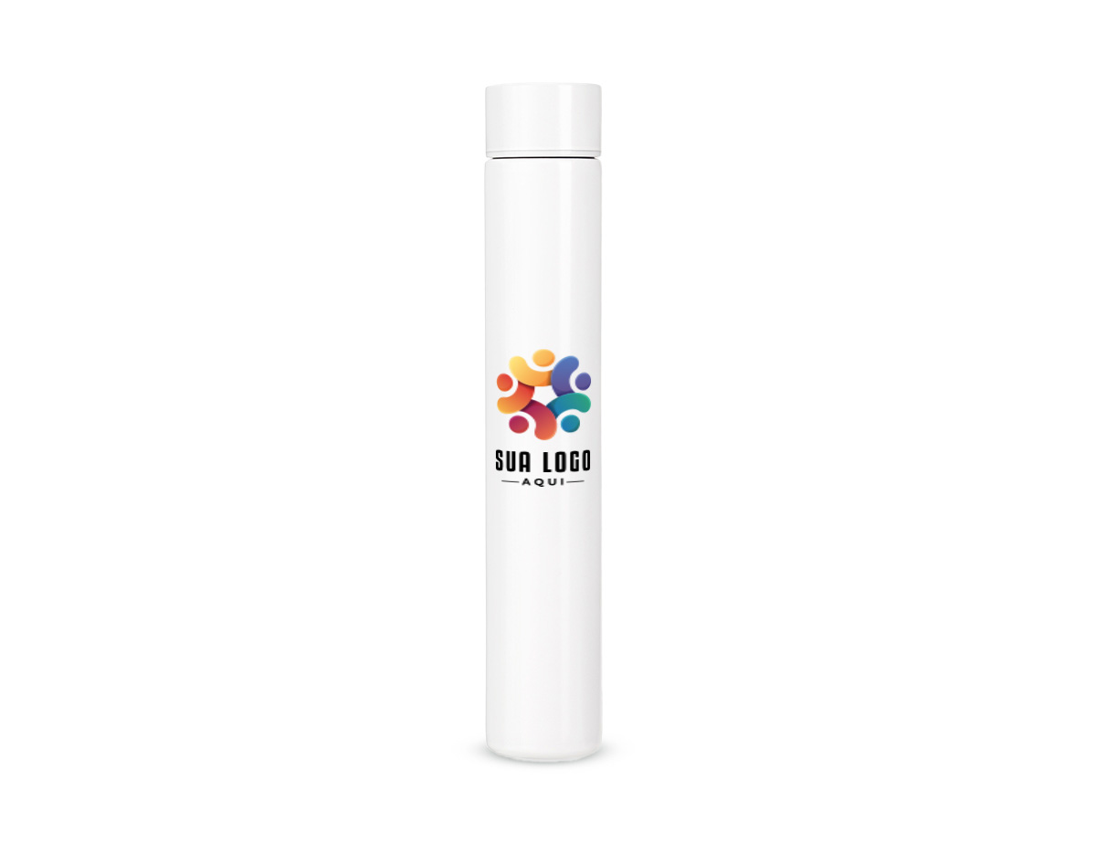 Garrafa em inox 304 com capacidade de até 250ml, compacta e resistente à corrosão. Possui tampa rosqueável que garante vedação segura e praticidade no uso. Ideal para bebidas quentes ou frias, é um brinde corporativo durável, funcional e perfeito para o dia a dia ou ações promocionais.