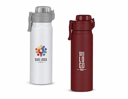 Garrafa térmica com capacidade para até 680ml. Feita em inox 304, possui estrutura de parede dupla e vedação a vácuo, permitindo a conservação da temperatura de líquidos por mais tempo. Conta com tampa rosqueável com trava de segurança, botão de acionamento para abrir a tampa protetora do bocal e alça para transporte. Acompanha um canudo plástico para encaixe no interior da garrafa.
